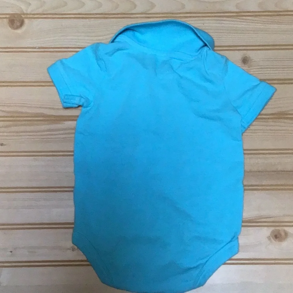 Osh Kosh B’gosh Aqua Turqoise Blue One‎ Piece Polo Jumpsuit Onesie 12 M